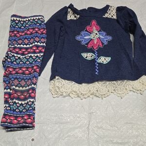 Kids Headquarters Navy and Pink Floral Outfit